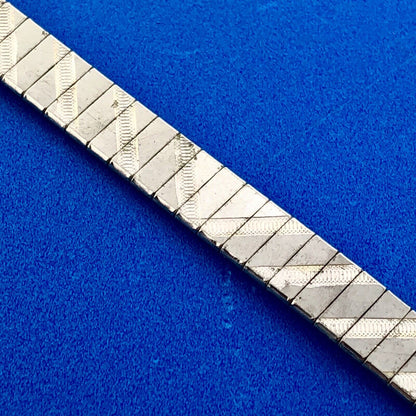 Vintage IBB Italy 925 Sterling Silver Polished Florentine Geometric Bracelet