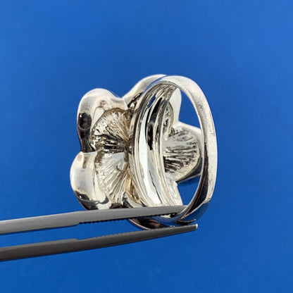 Designer 925 Sterling Silver Abalone Inlay Modernist Flower Statement Ring