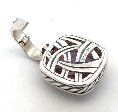 David Yurman 925 Sterling Silver Amethyst Diamond Halo Albion Enhancer Pendant