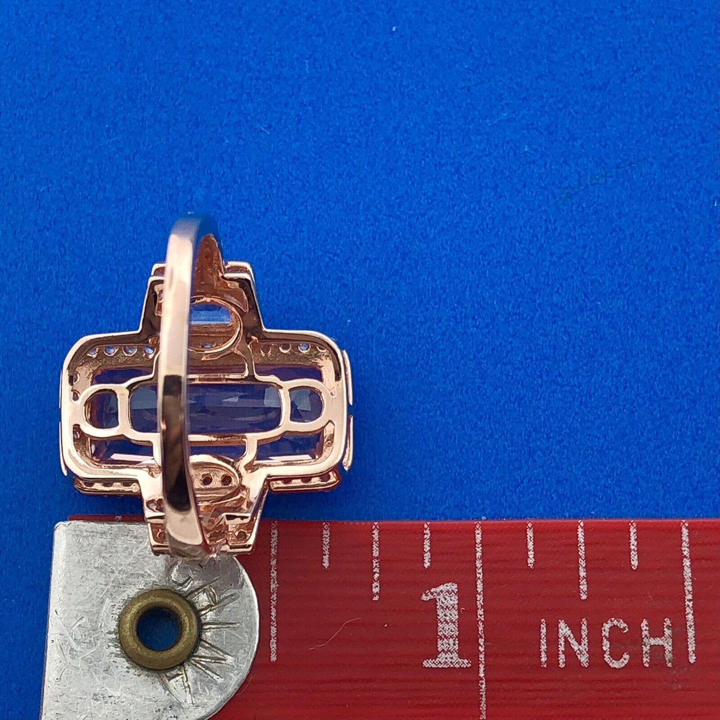 Dazzling Rose Toned 925 Sterling Silver Pink White Cubic Zirconia Statement Ring