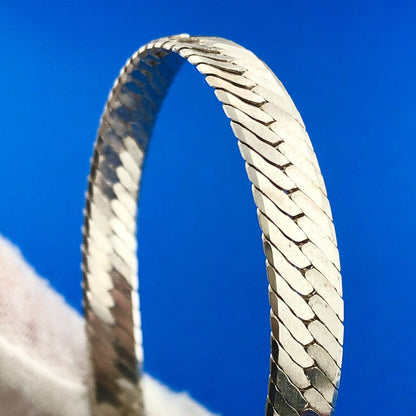 Vintage Italy GLO 925 Sterling Silver Flat Serpentine Link Chain Necklace