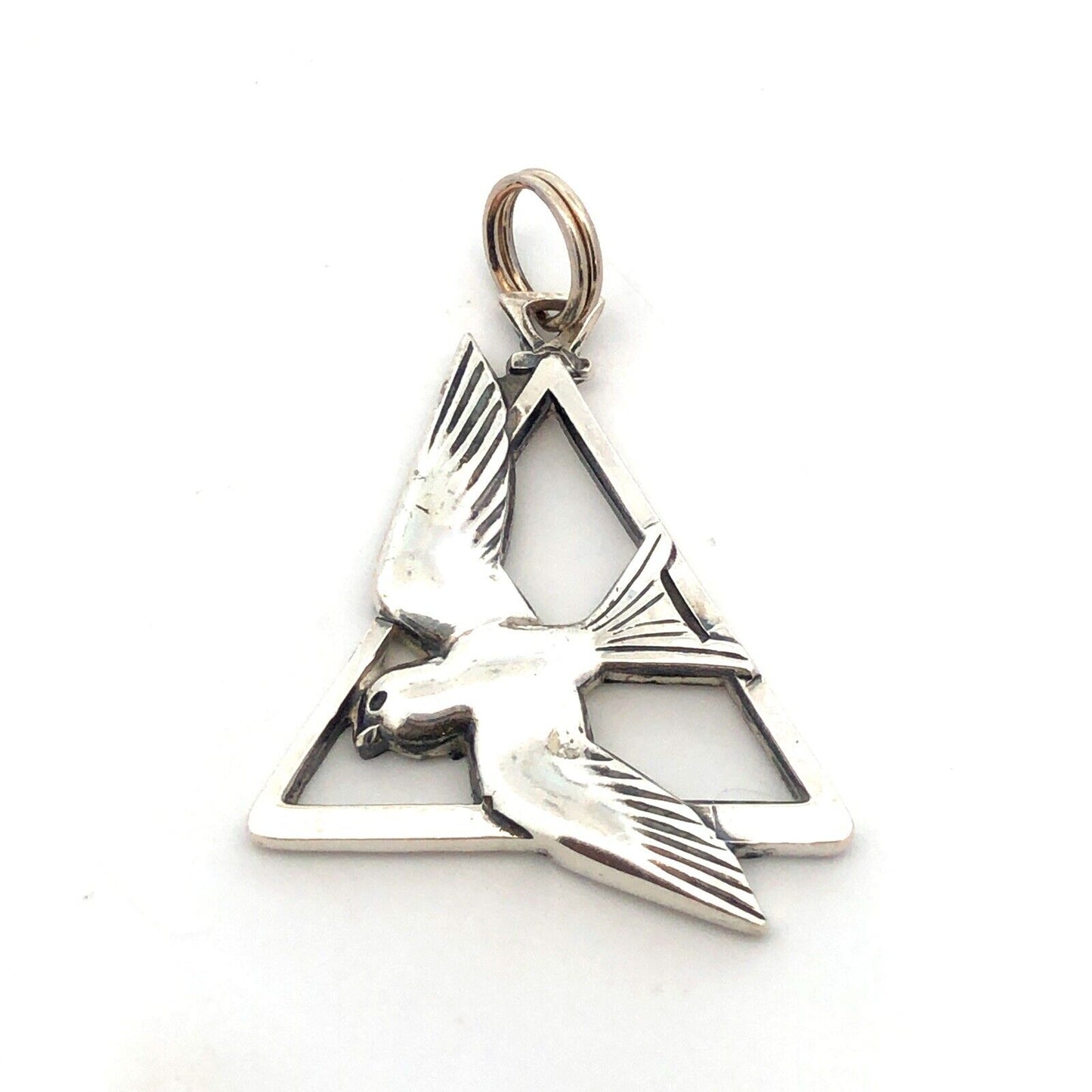 Designer Creed 925 Sterling Silver Peace Dove Holy Trinity Religious Pendant