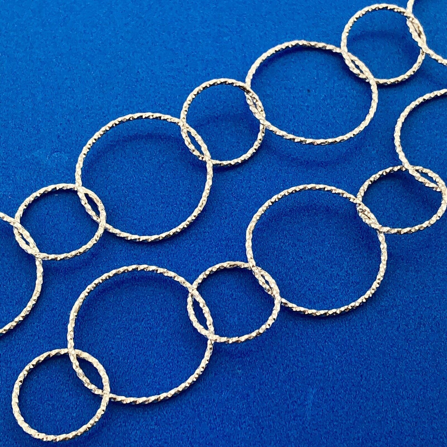 Designer MM Italy Sterling Silver Diamond Cut Interlocking Circle Link Bracelet