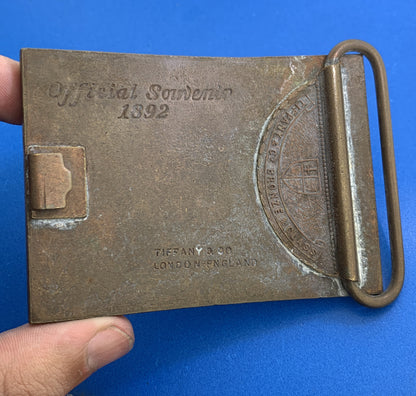 1892 Columbian Exposition Souvenir Columbus Bronze Belt Buckle