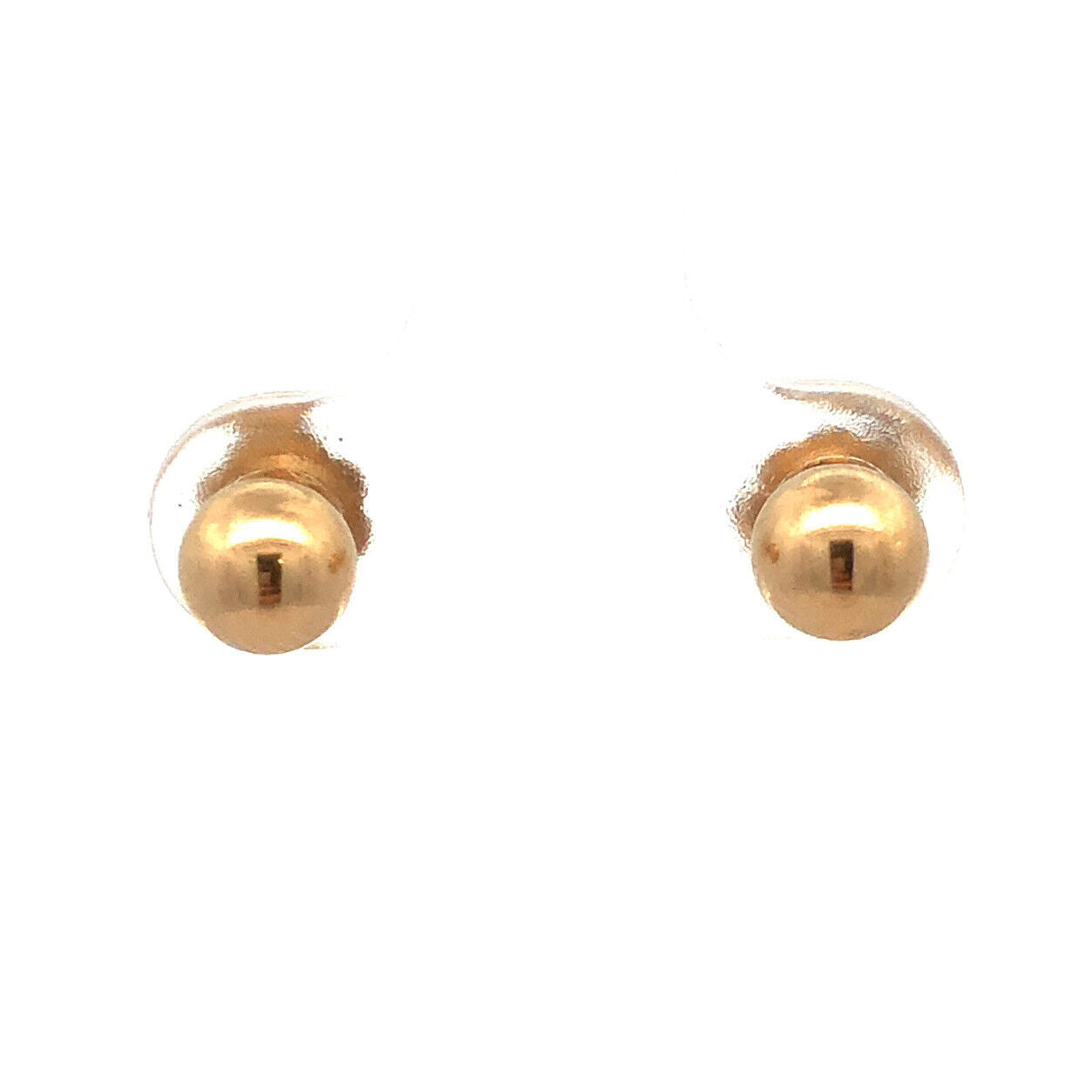 14K Yellow Gold Round Ball Everyday Butterfly-Back Stud Earrings