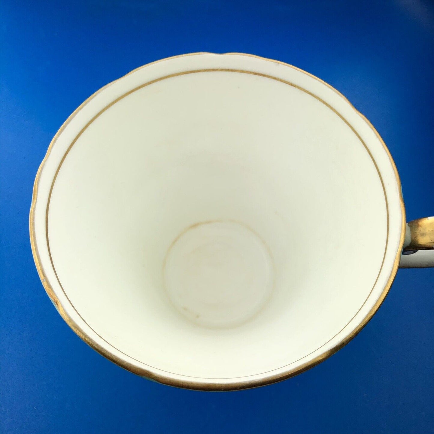 Aynsley English Bone China Aqua Turquoise Gold Floral Vine Tea Cup/Saucer