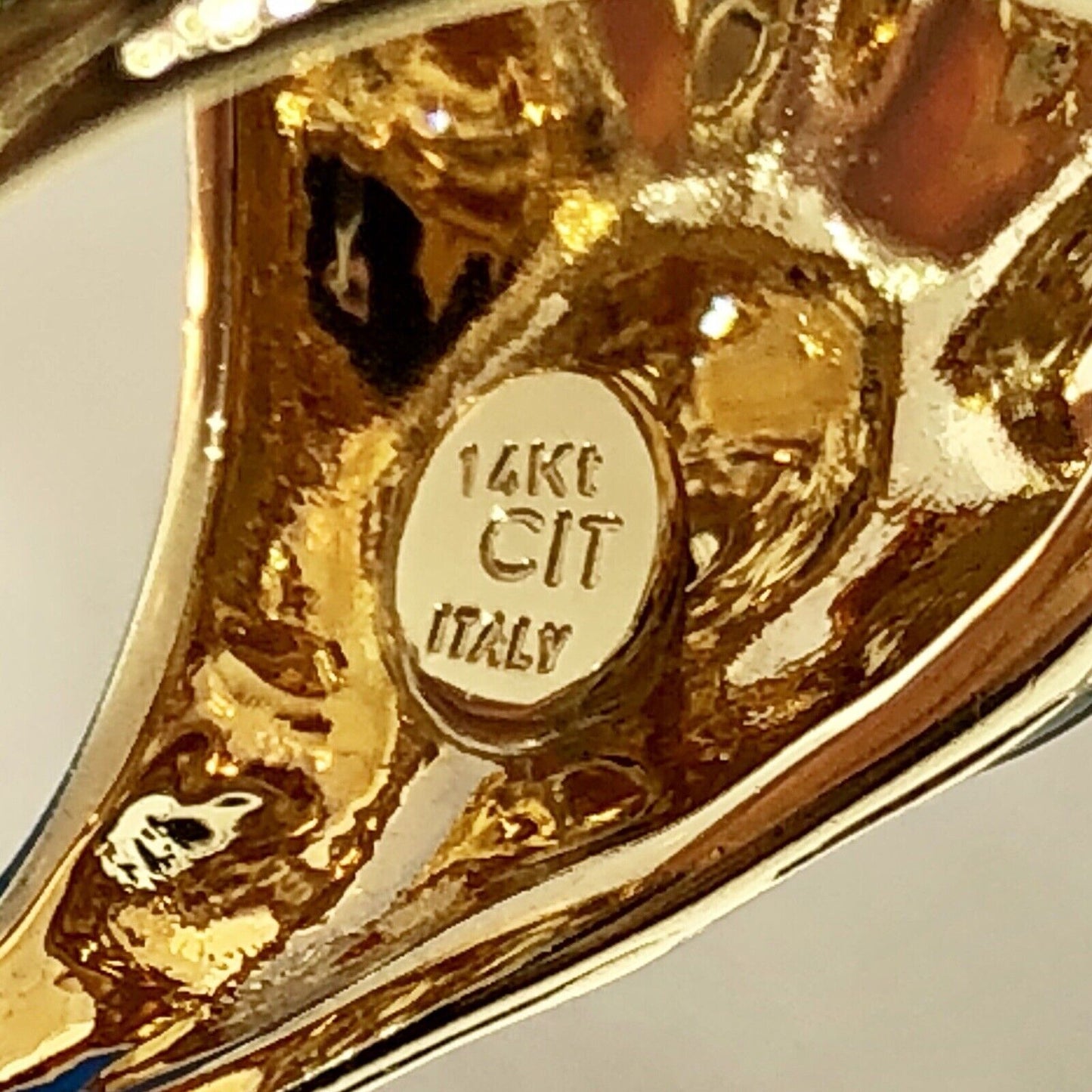 Retro Citra Trading CIT 14K Yellow Gold Citrine Black Enamel Statement Ring