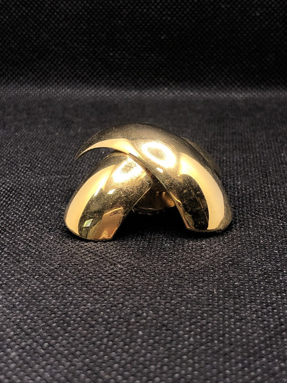 Mid Century Norma Jean Gold Tone Modernist X Polished Statement Clip On Earrings