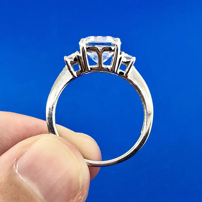 Sterling Silver Asscher Cubic Zirconia Solitaire Accents Engagement Bridal Ring