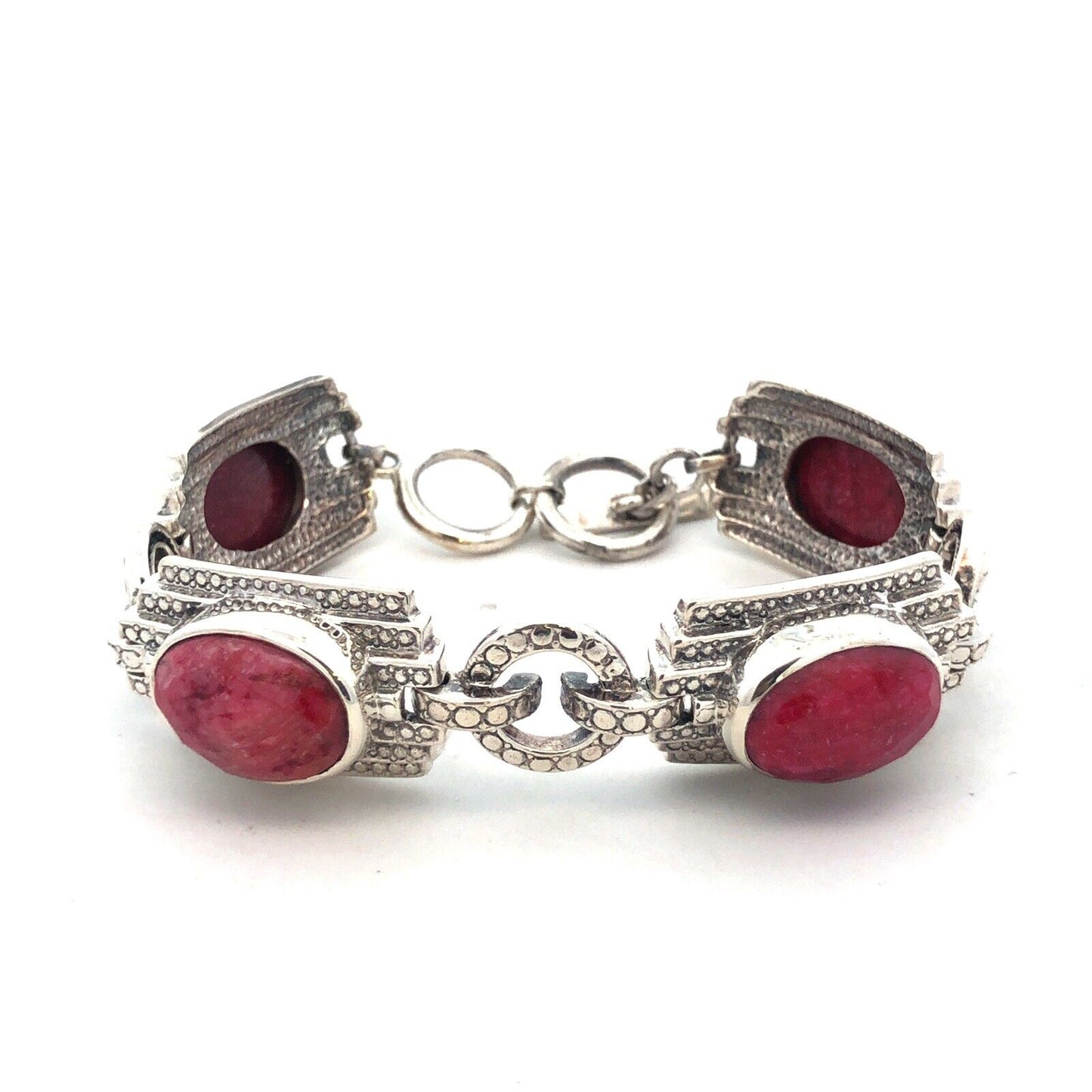 Designer Nicky Butler 925 Sterling Silver Ruby Corundum Statement Panel Bracelet