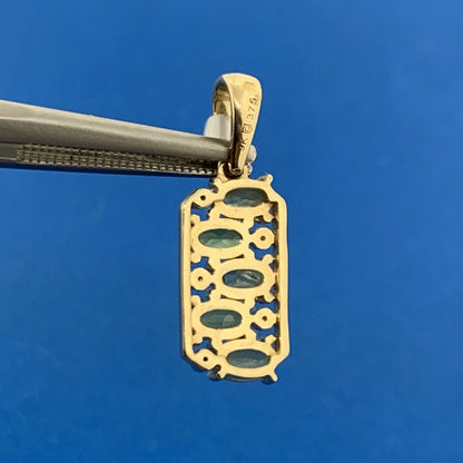 9K Yellow Gold Gemstone Diamond Accented NWT Pendant