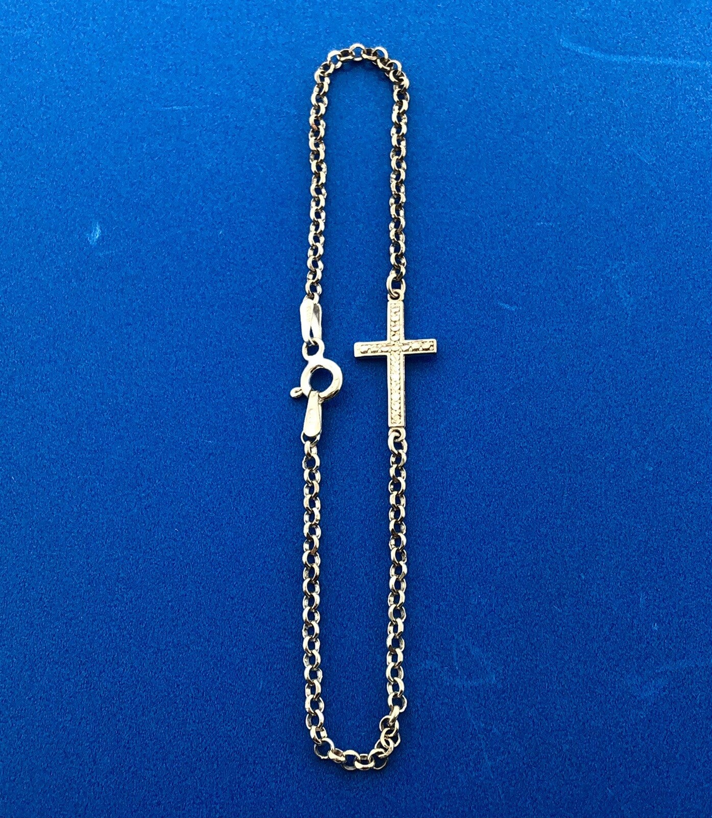 Jacmel Mauritius JCM 925 Sterling Silver Cross Single Station Link Bracelet