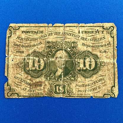 1862 1st Issue 10 Cents Postage Fractional Currency Civil War Note Fr. 1240