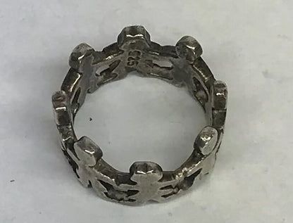 Vintage Sterling Silver 925 Children Cut Out Circle Mother's Day Band Ring S190
