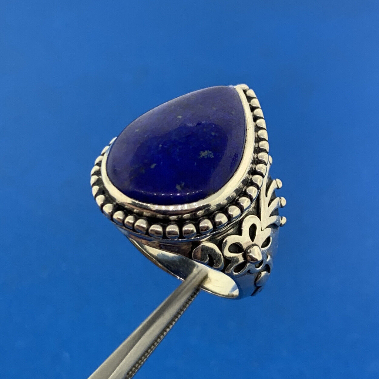 Designer Doug Paulus Sterling Silver 925 Lapis Lazuli Statement Cocktail Ring