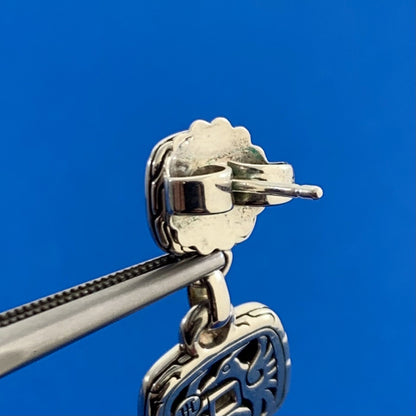 John Hardy 925 Sterling Silver Cushion Cut Smoky Quartz Dangle Drop Earrings