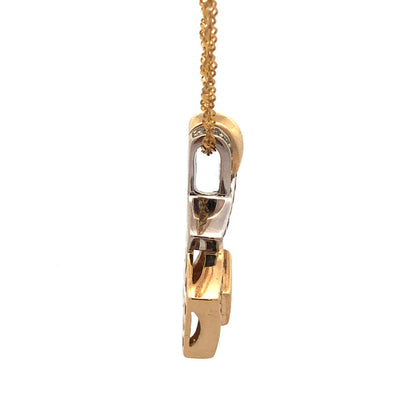 14K Yellow Gold Round Diamond Anniversary Statement Pendant Necklace