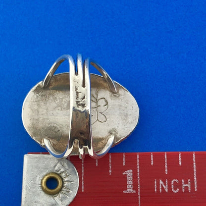 Stunning Sterling Silver 925 Cabochon Turquoise Ring Size 7.5