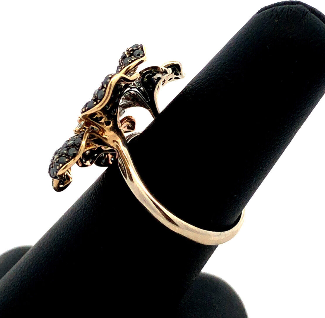 Effy Nature 14K Tri-Gold Black White Espresso Diamond Flower Statement Ring