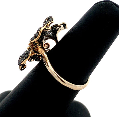 Effy Nature 14K Tri-Gold Black White Espresso Diamond Flower Statement Ring