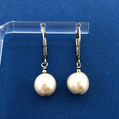 Lovely Sterling Silver White Pearl Bridal June Anniversary Drop Dangle Earrings