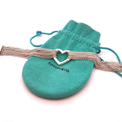 Tiffany & Co 925 Sterling Silver Retired Heart Mesh Multi-Strand Toggle Bracelet