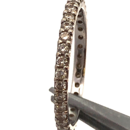 14K White Gold Round Diamond Wedding Anniversary Stacking Band Ring