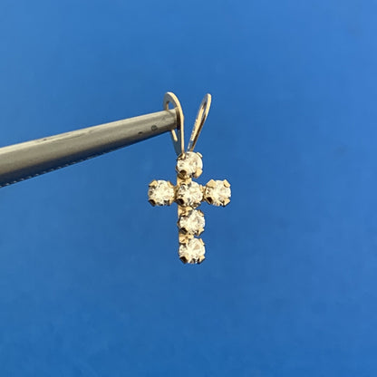 Jacmel Mauritius JCM 14K Yellow Gold Cubic Zirconia CZ Religious Cross Pendant