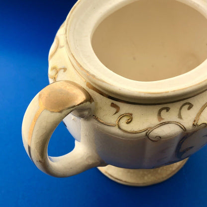 Mid Century Hinode Japan China Gilt Floral Scroll Pattern Handled Sugar w/Lid