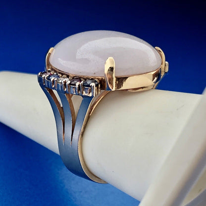 14K Yellow Gold Lavender Jade Diamond Ruby Sapphire Accented Statement Ring