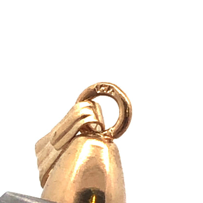 14K Yellow Gold Crushed White Opal Round Resin Charm Pendant