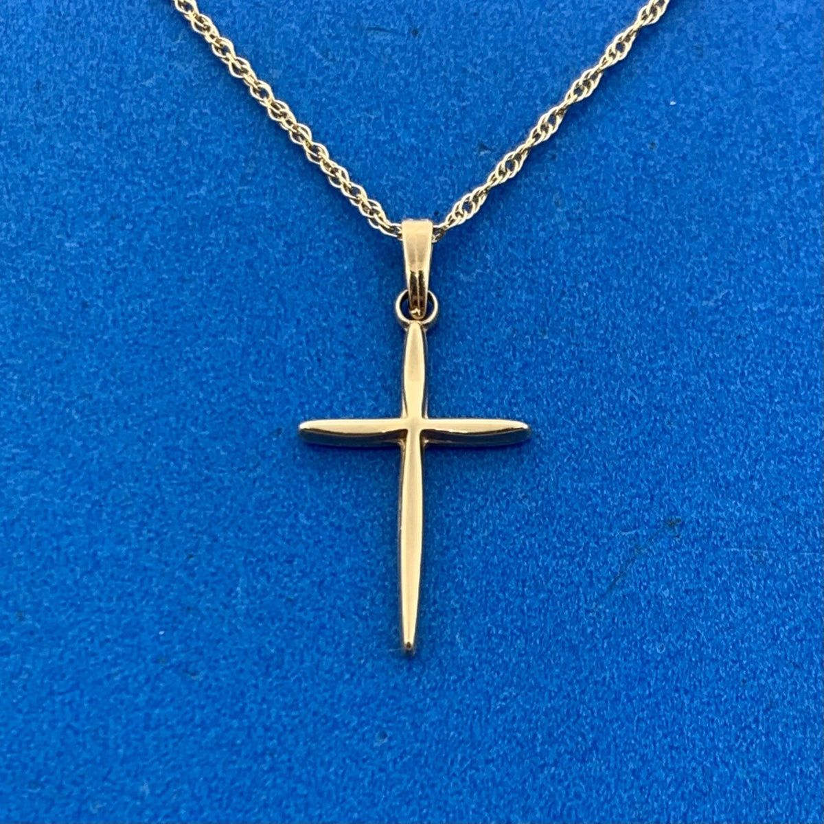 Designer 14K Yellow Gold Simplistic Modernist Cross Religious Necklace