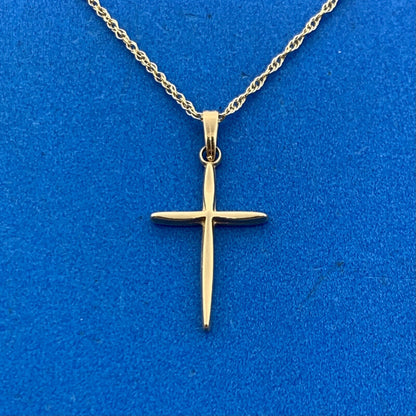 Designer 14K Yellow Gold Simplistic Modernist Cross Religious Necklace