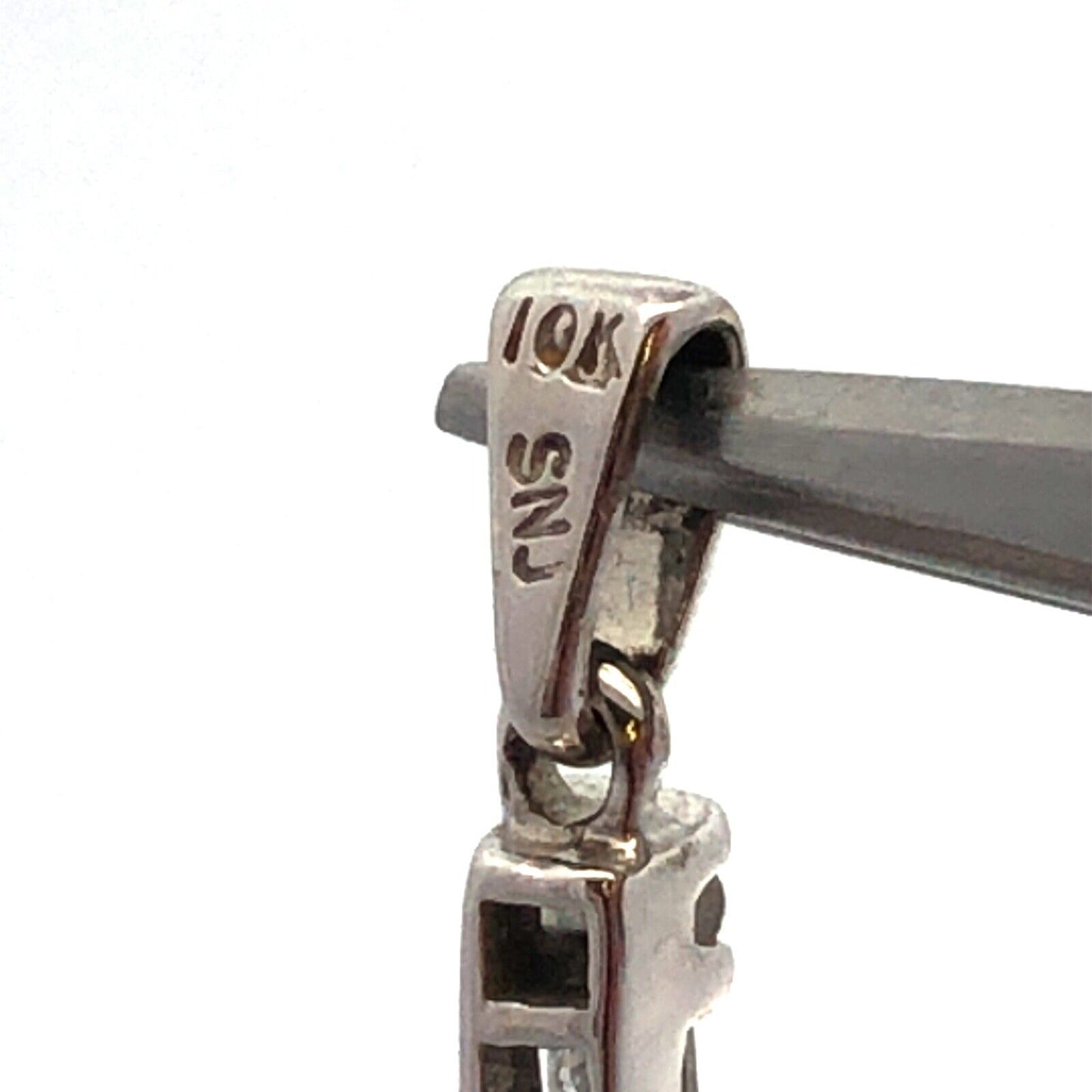 Designer SNJ 10K White Gold Round Baguette Diamonds Cross Pendant