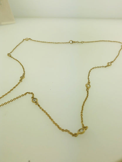 FAS Vermeil Sterling Silver 925 Round Cubic Zirconia CZ Station Necklace