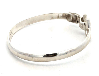Native American DK 925 Sterling Silver Horseshoe Lasso Bangle Bracelet