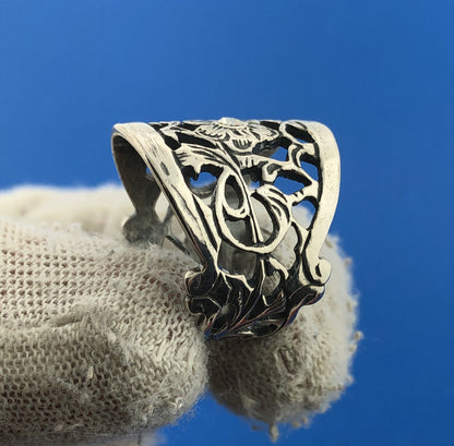 Stunning Sterling Silver 925 Sparkling CZ Openwork Floral Vine Ring Size 5.5