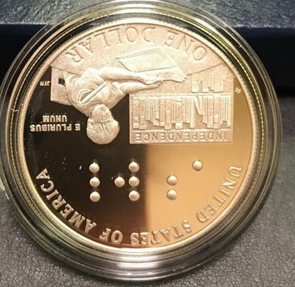 2009 P Louis Braille Bicentennial Commemorative Proof Silver Dollar $1