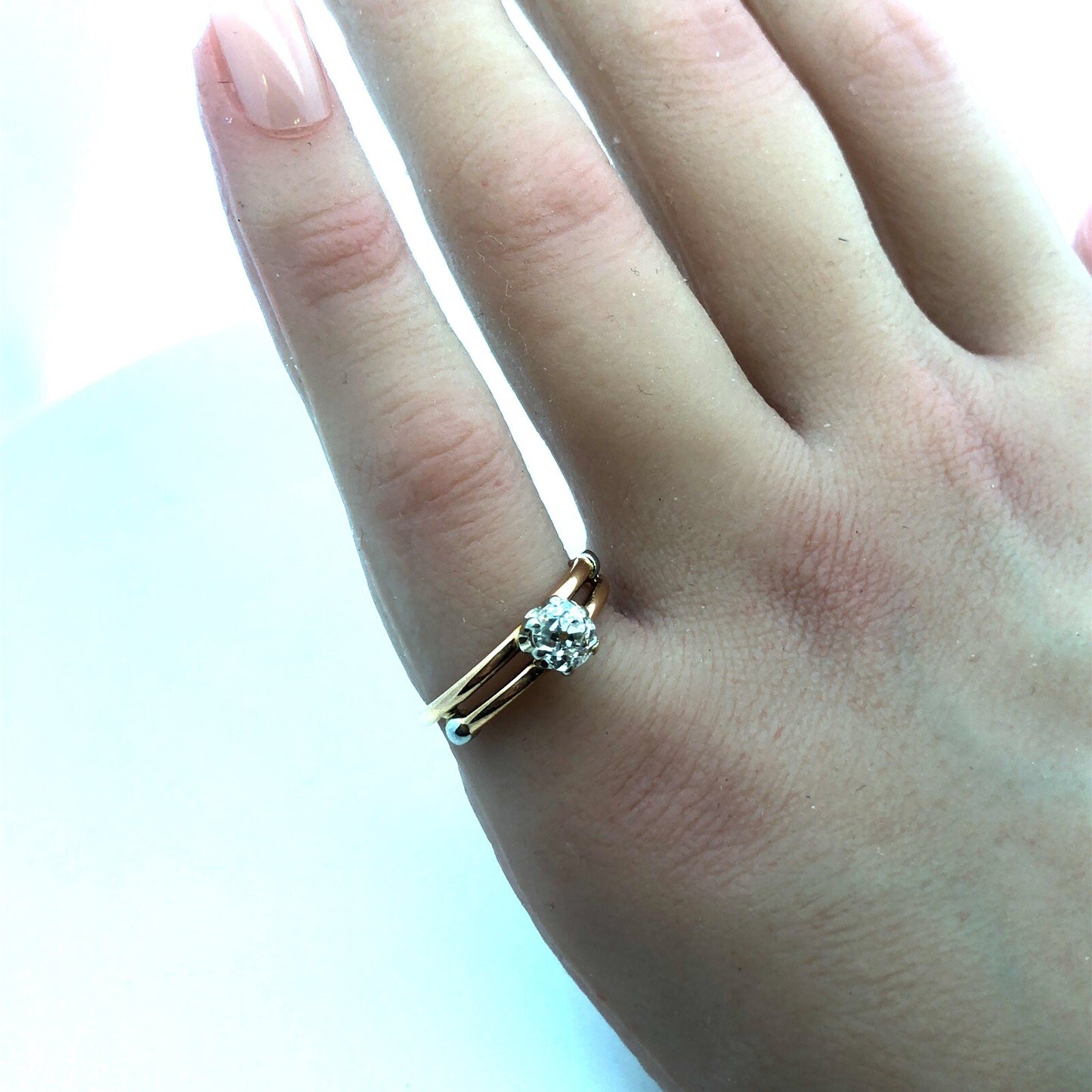 Vintage 18k Yellow Gold European Cut Diamond Ring Carat Size 6