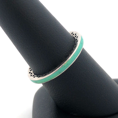 PANDORA 925 Silver Radiant Hearts 191011NRG Royal Green CZ Enamel Stackable Ring