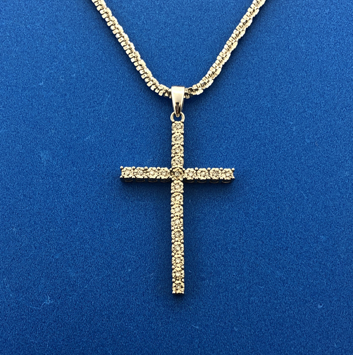 Karizma Spa KA 1772 Italy 925 Sterling Silver Diamond Cross Adjustable Necklace