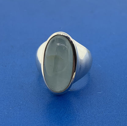 Designer SI Sterling Silver 925 Aventurine Modernist Prosperity Cocktail Ring