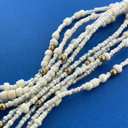 Artisan Gold Tone Agate Lucite Bakelite Beaded Floral Cluster Choker Necklace
