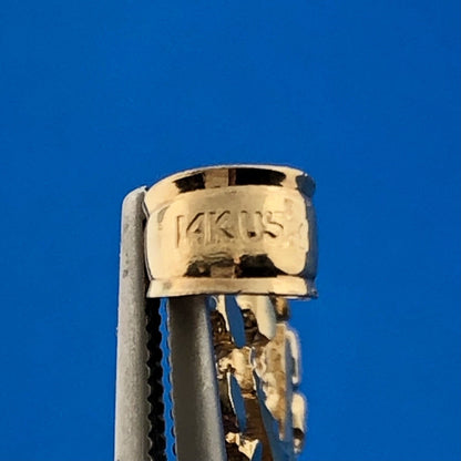 Retro 14K Yellow Gold Nugget Diamond Cut Cross Religious Communion Pendant