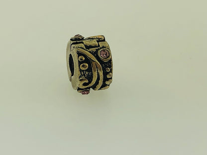 Retired PANDORA ALE Sterling Silver 925 Tendril Pink CZ Clip Bead Charm 790380