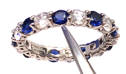 Designer Kiera 925 Sterling Silver White Blue Cubic Zirconia Eternity Band Ring