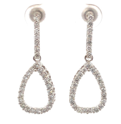 Designer 14K White Gold Diamond Sparkling Dangle Drop Stud Earrings