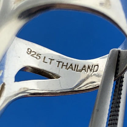 Designer LT Sterling Silver 925 Modernist Open Crop Circle Swirl Statement Ring