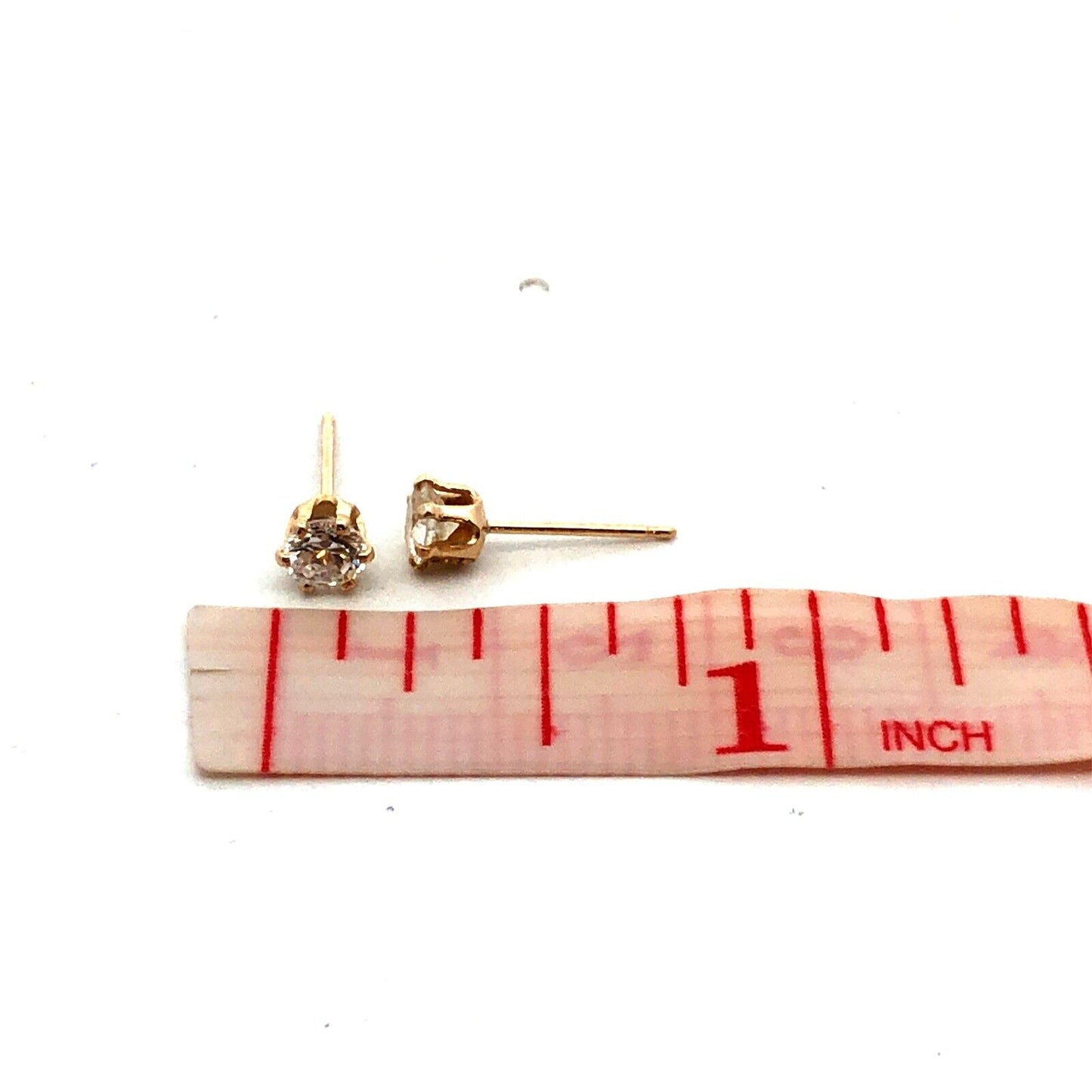 Designer DDC 14K Yellow Gold Round Cubic Zirconia CZ Solitaire Stud Earrings