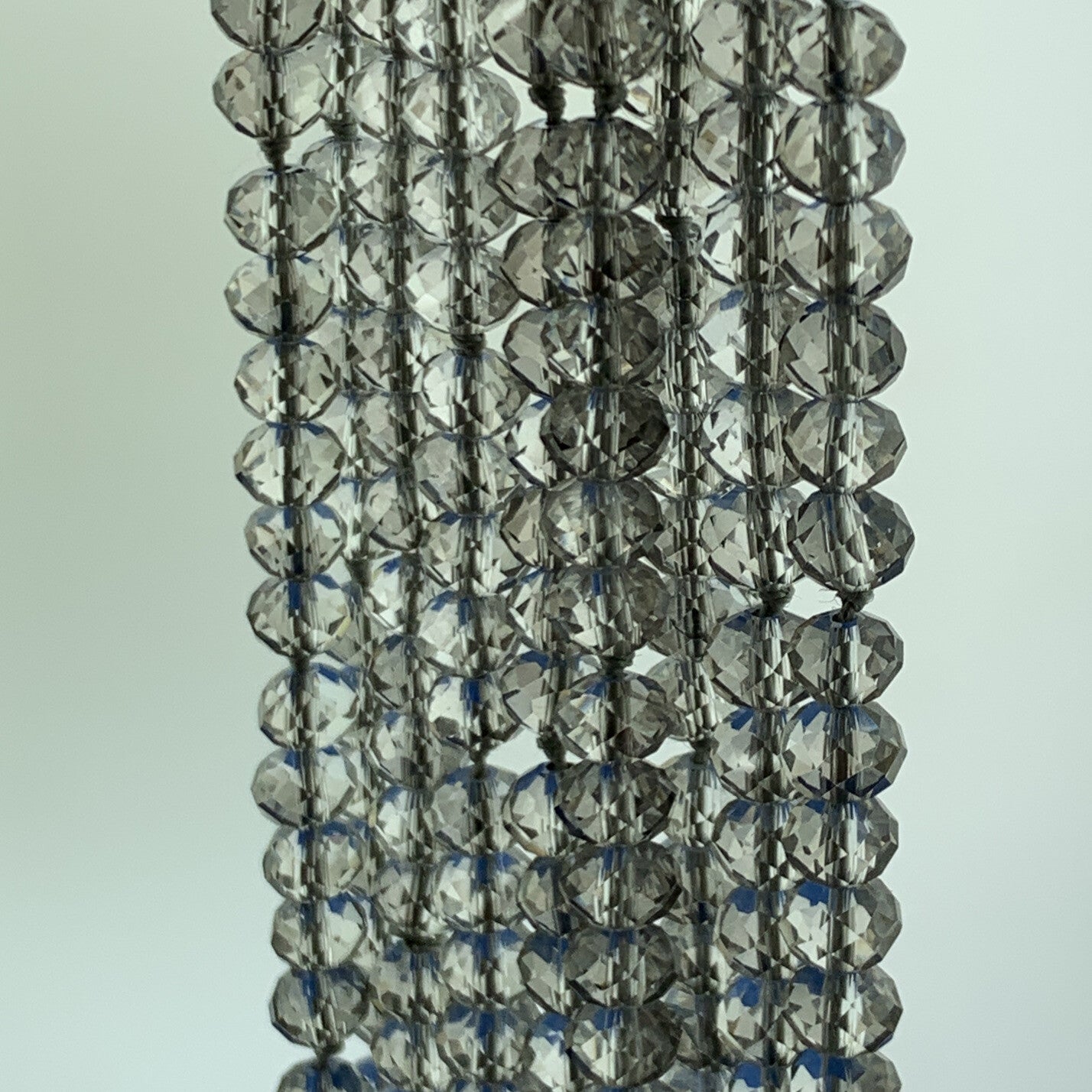 Vintage Silver Tone Roaring 20's Silver Faceted Crystal Layered Flapper Necklace